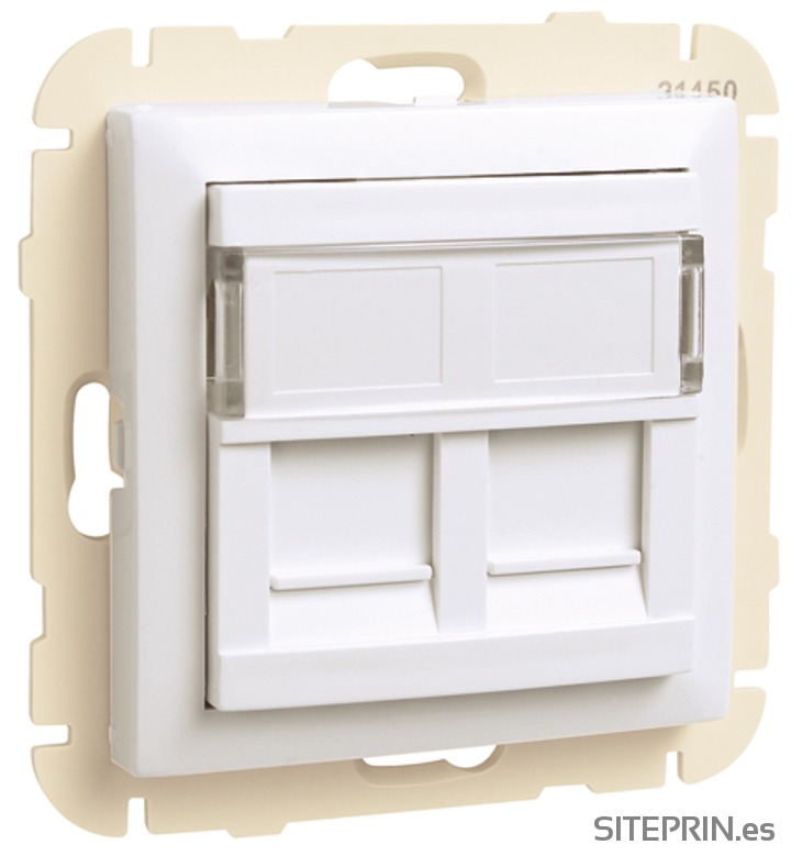 [EFA90442SBR] EFAPEL TAPA C/SOPORTE P/DOS CONECTORES RJ45 BLANCO